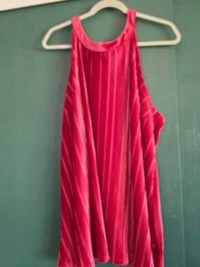 Torrid Hot Pink Pleated Tank Top Ribbed Soft VELVET SIZE 3